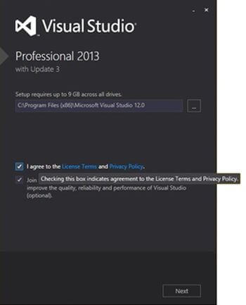 Visual Studio 2013 Update 3 IDE Installation Process